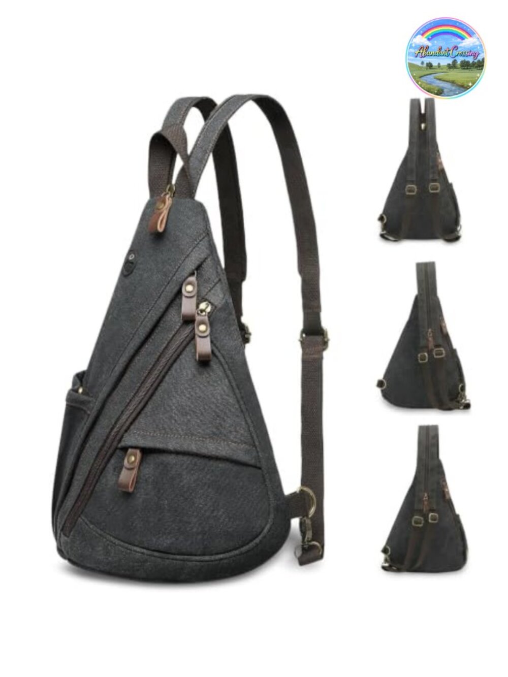 Canvas Sling Bag Crossbody 3-in-1 Convertible Backpack Chest Bag